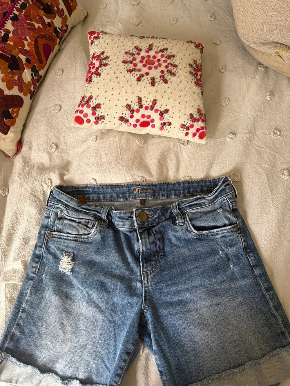 Casual Kut from the Kloth Mid-Rise Denim Shorts - Light Blue